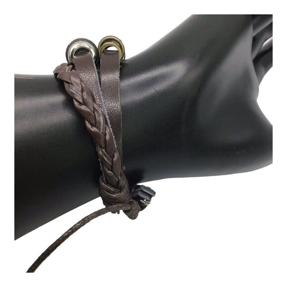 Jesus ICHTHUS Fish Charm Leather Adjustable Bracelet Set Boho Stack 6.5–7.5 in - Picture 6 of 15